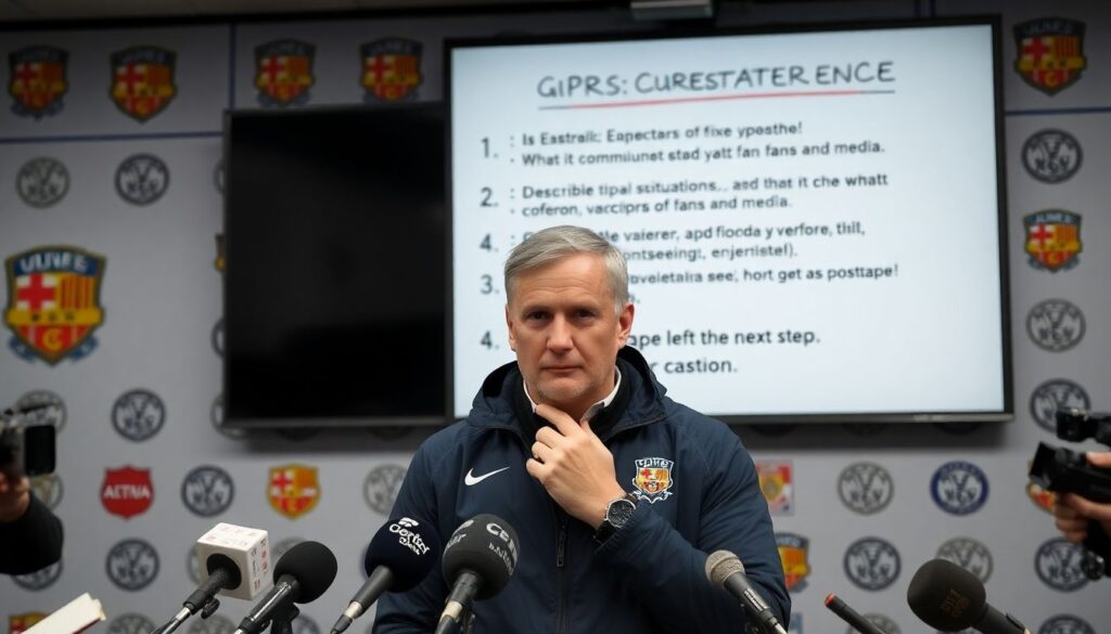 Сценарии пресс-конференций после матчей: шаблоны и примеры - иллюстрация