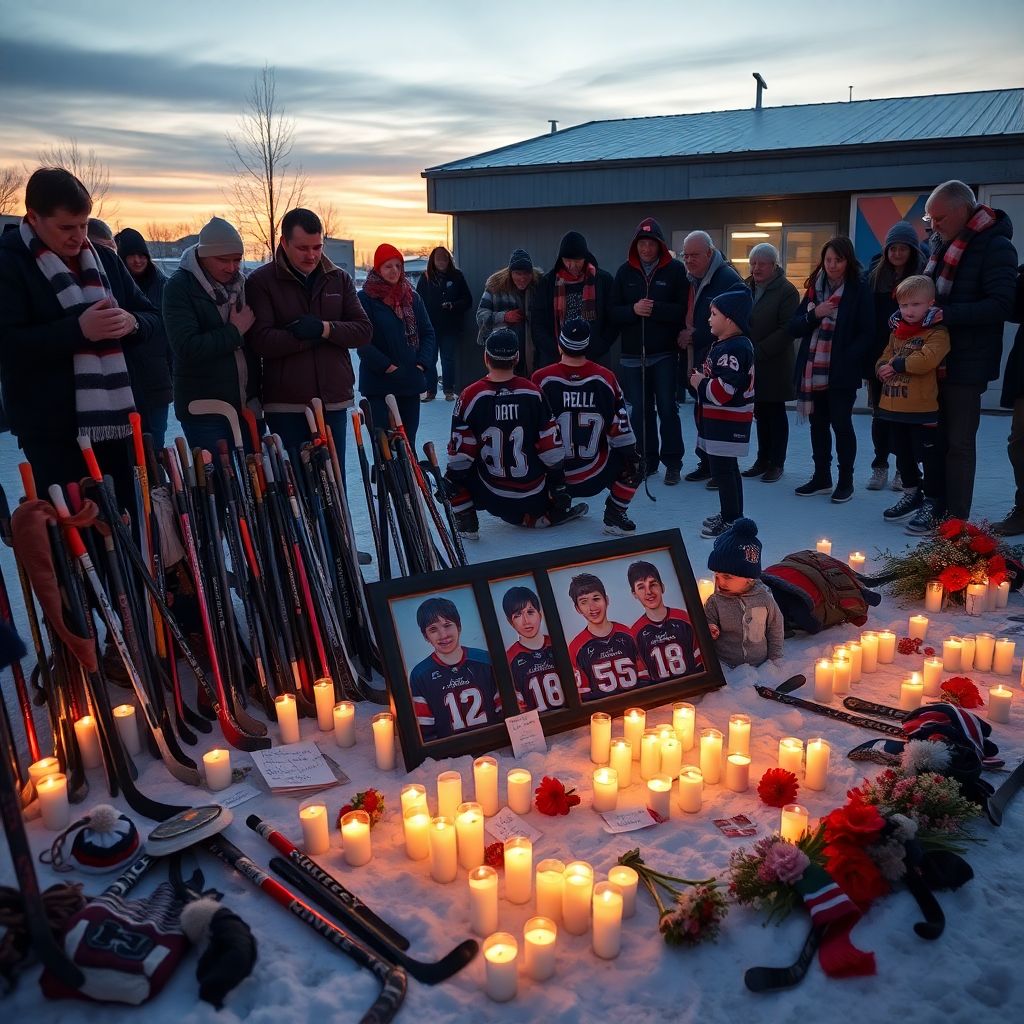 Альберта оплакивает юных хоккеистов, погибших в ДТП по дороге на лед